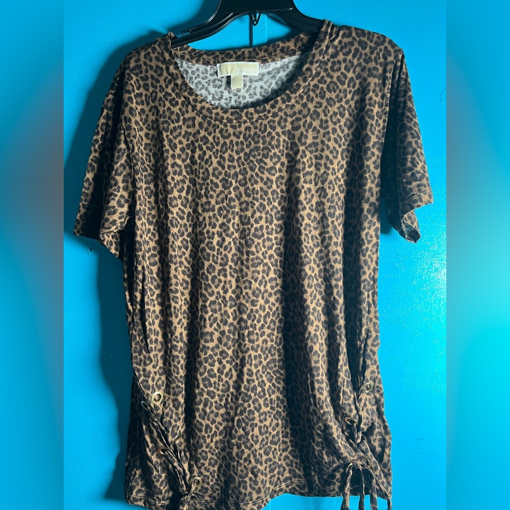89. Women’s Michael Kors Cheetah Print Lace Up Tunic Top